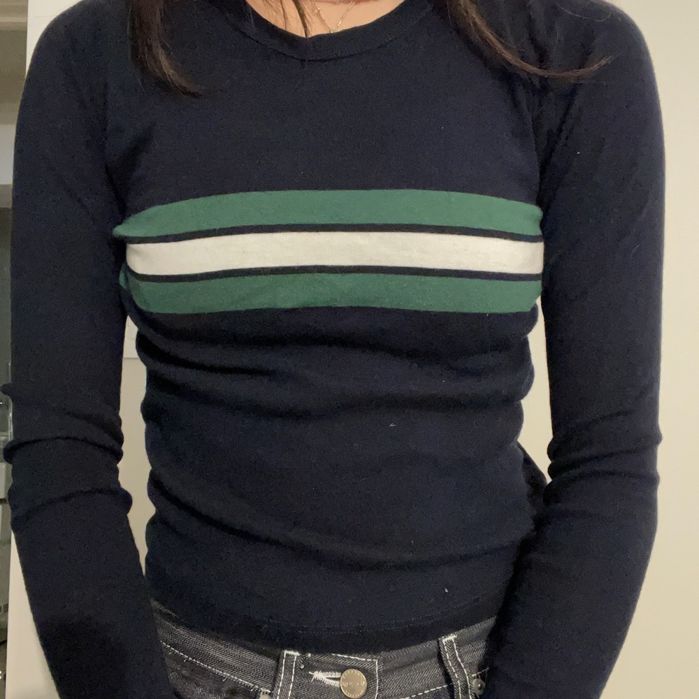 Brandy Melville - navy top with striped detail
